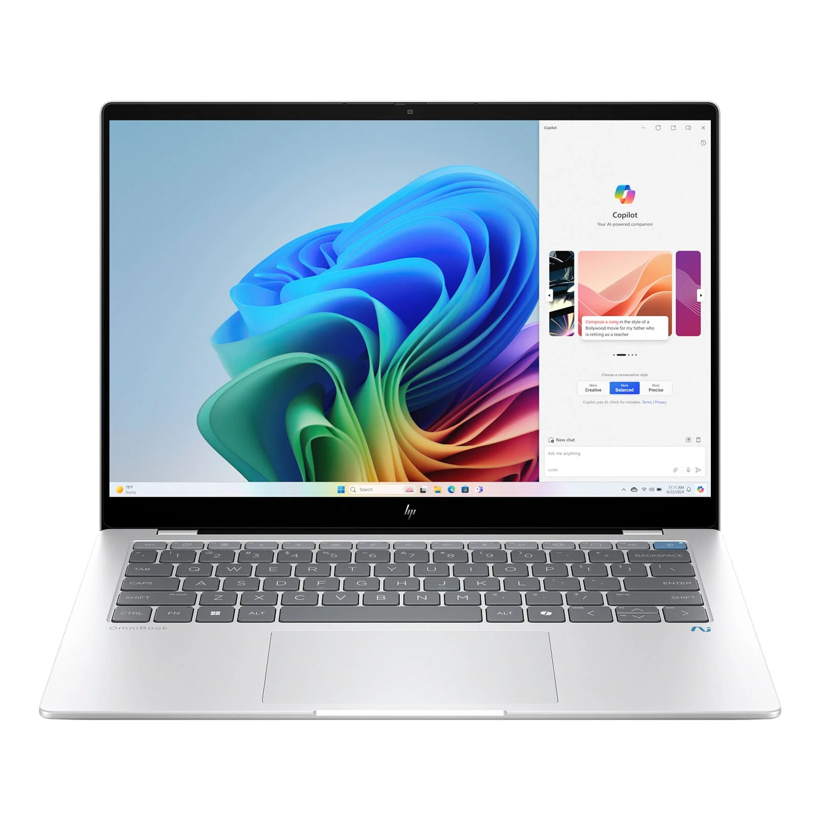 OmniBook X Copilot+ PC 14" 2.2K Laptop X1P-42-100 16GB 512GB W11H Touch Silver (Refurbished)